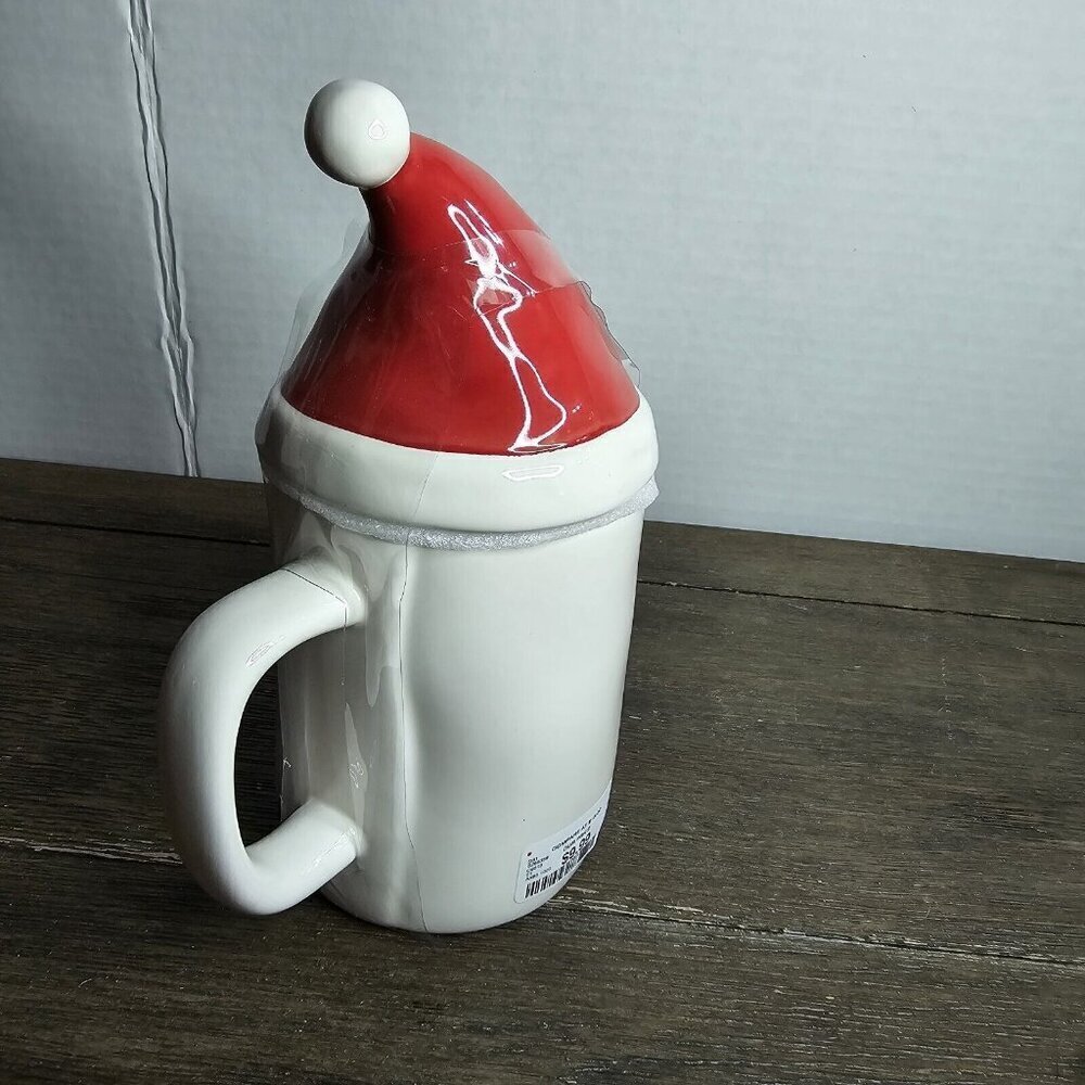 NWT Rae Dunn Artisan Ho Ho Ho Christmas Mug Santa Hat Topper 2020 Magenta - Picture 3 of 7